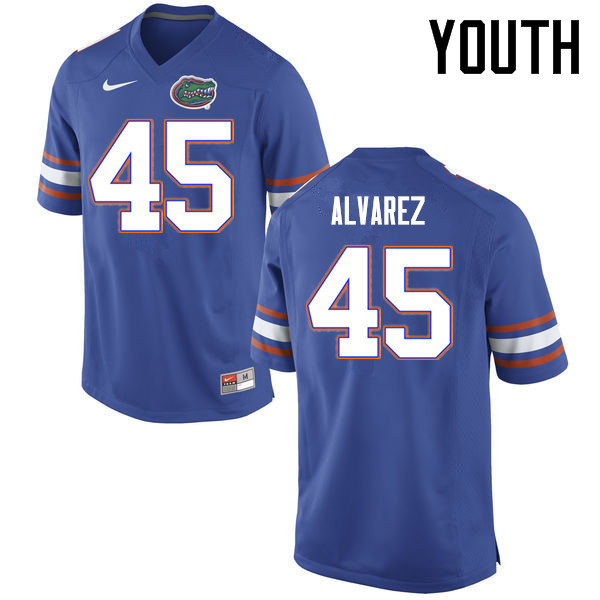 Youth Florida Gators #45 Carlos Alvarez College Football Jerseys Sale-Blue